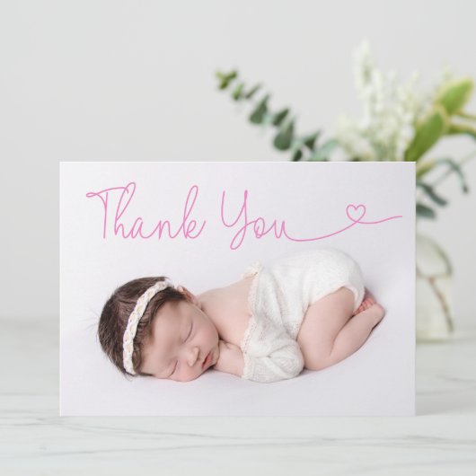 ありがとうハートベビー写真誕生のお知らせ サンキューカード (スタンド正面)