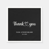 ありがとうハートミニマリスト白黒 スタンダードカクテルナプキン (正面)