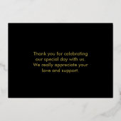 ありがとうハートミニマリスト黒と金ゴールド 箔招待状 (裏面)