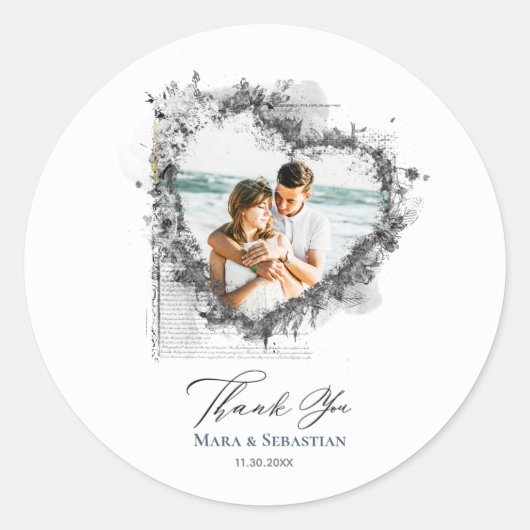 *~*ありがとうハートephemera AR18エレガントな結婚式 ラウンドシール (正面)