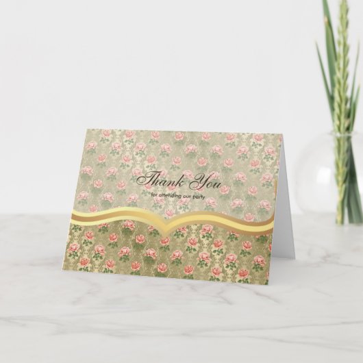 ありがとうバラアンティーク金ゴールド サンキューカード (正面)