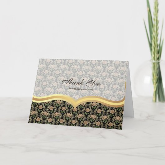 ありがとうバラアンティーク金ゴールド サンキューカード (正面)