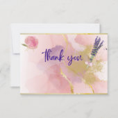 ありがとうバラピンク、ラベンダー、金ゴールド、パープルカード サンキューカード (正面)