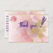 ありがとうバラピンク、ラベンダー、金ゴールド、パープルカード サンキューカード (正面/裏面)