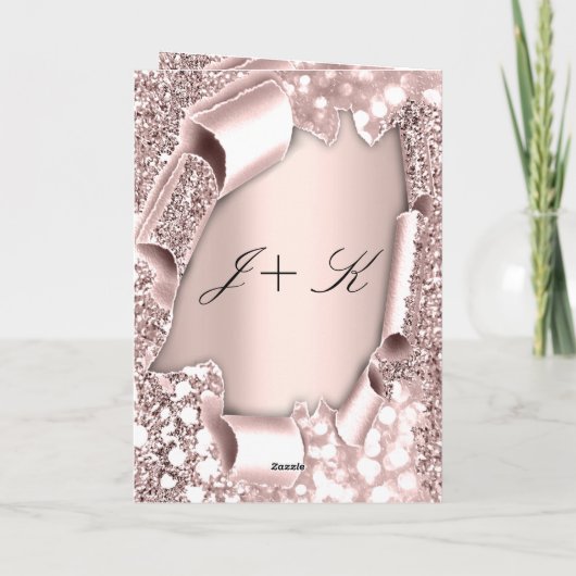 ありがとうバラ3Dフレームイニシャル結婚の写真 サンキューカード (裏面)