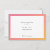 ありがとうバルミツワーモダンピンク黄色グラデーション サンキューカード (裏面)