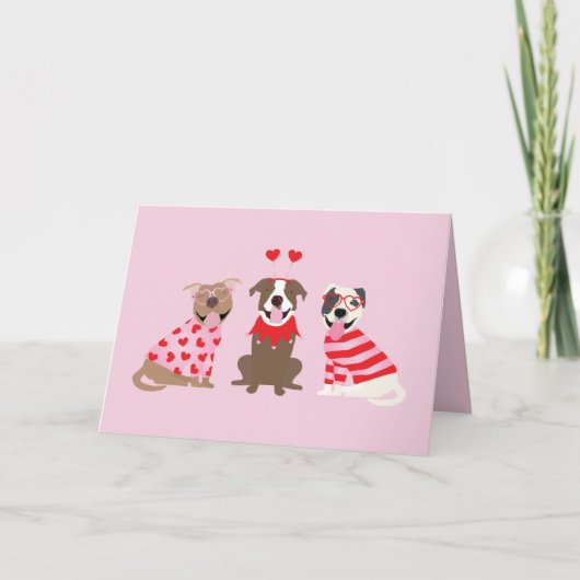 ありがとうバレンティンズデイAmerican Pit Bull Terrier サンキューカード (正面)