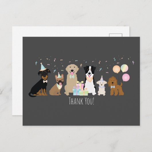 ありがとうバースデーパーティーの犬たち ポストカード (正面/裏面)