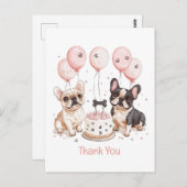 ありがとうバースデーフレンチブルドッグの誕生日ケーキ ポストカード (正面/裏面)