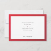 ありがとうバー（ユダヤ教の）バル・ミツバー赤モダンブルゴーニュ勾配 サンキューカード (裏面)