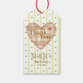 ありがとうパターかわいらしンガーリーハートグリーンブラウン ギフトタグ