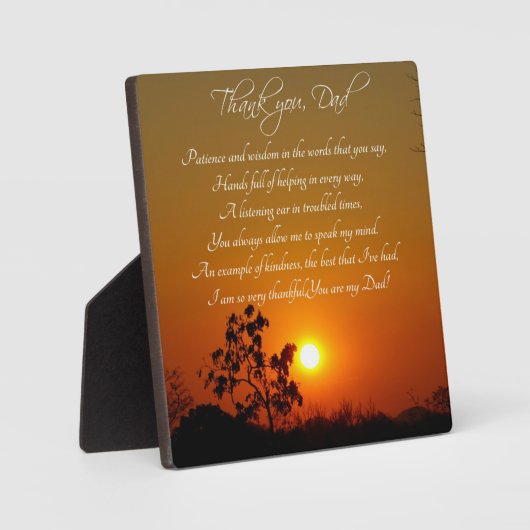 「ありがとうパパ」の贈り物用額 フォトプラーク (正面)