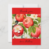 ありがとうパーソナライズされたアップルプリント農家赤 サンキューカード (正面)