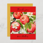 ありがとうパーソナライズされたアップルプリント農家赤 サンキューカード (正面/裏面)