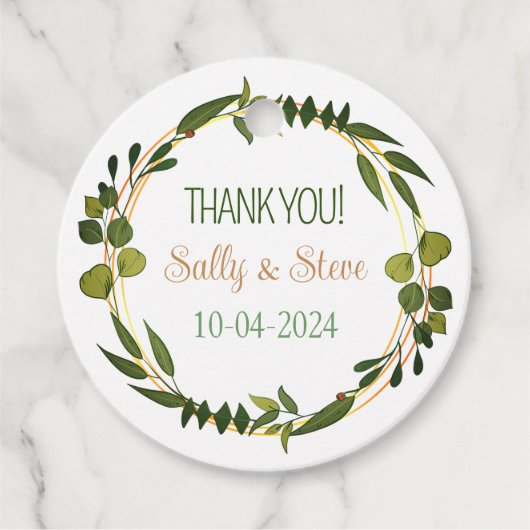 ありがとうパーソナライズされた結婚式の引き出物ラベル フェイバータグ (正面)