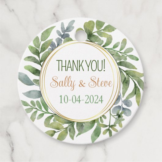 ありがとうパーソナライズされた結婚式の引き出物ラベル フェイバータグ (正面)