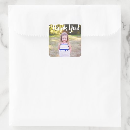 ありがとうパーソナライズされた誕生日写真シール スクエアシール (バッグ)