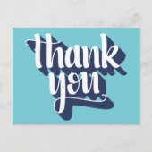 ありがとうヒップスタータイポグラフィ青と白 ポストカード (正面)