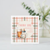 ありがとうビールとボトルベビーシャワーセージ桃 招待状 (スタンド正面)