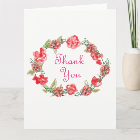 ありがとうピンクと白のフローラ装飾芸術 サンキューカード (正面)