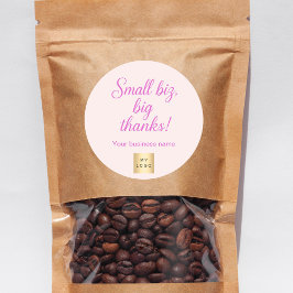 ありがとうピンクのスクリプトビジネスロゴ ラウンドシール