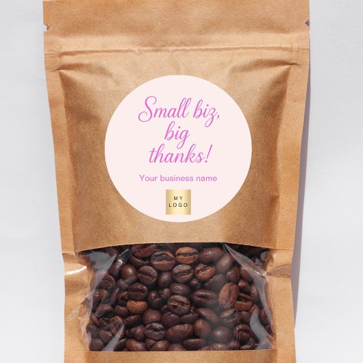 ありがとうピンクのスクリプトビジネスロゴ ラウンドシール