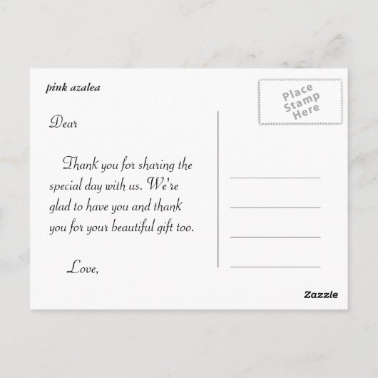 ありがとうピンクのツツジの花杜 鹃 花 ポストカード (裏面)