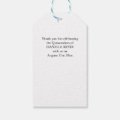 ありがとうピンクのバラの花の開花オン白 ギフトタグ (裏面)