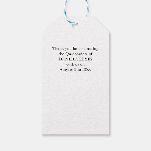 ありがとうピンクのバラの花の開花オン白 ギフトタグ (裏面)