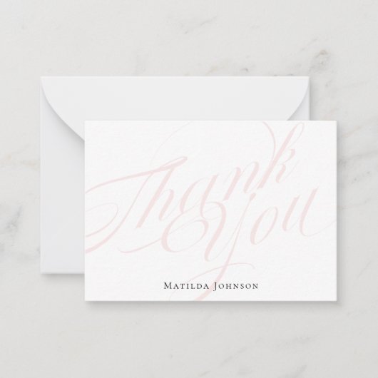 ありがとうピンクの台本の書道のシンプルクラス ノートカード (正面)