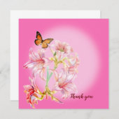 ありがとうピンクの花カード サンキューカード (正面/裏面)