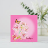 ありがとうピンクの花カード サンキューカード (スタンド正面)