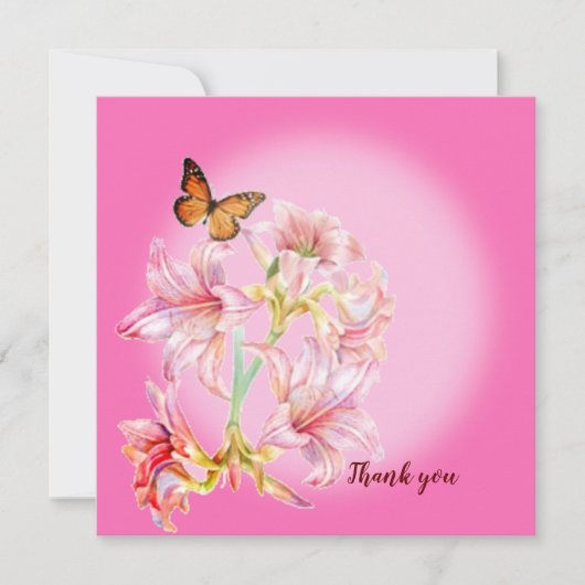 ありがとうピンクの花カード サンキューカード (正面)