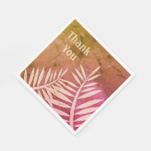 ありがとうピンクの葉シルエットパターンmarbled スタンダードランチョンナプキン (角)