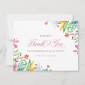 ありがとうピンクタイポグラフィ時用縁ど花 サンキューカード (正面)