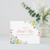 ありがとうピンクタイポグラフィ時用縁ど花 サンキューカード (スタンド正面)