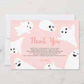 ありがとうピンクハロウィーン幽霊ベビースシャワー サンキューカード (正面)