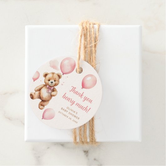 ありがとうピンクバルーンガールテディベア フェイバータグ (インサイチュ)