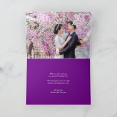 ありがとうピンクパンジー水の色の結婚写真 サンキューカード (内部)