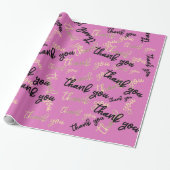 ありがとうピンクブラック金ゴールド書体文字 ラッピングペーパー (アンロールド)