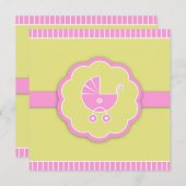 ありがとうピンクベビーシャワーフラットカード 招待状 (正面/裏面)