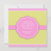 ありがとうピンクベビーシャワーフラットカード 招待状 (裏面)