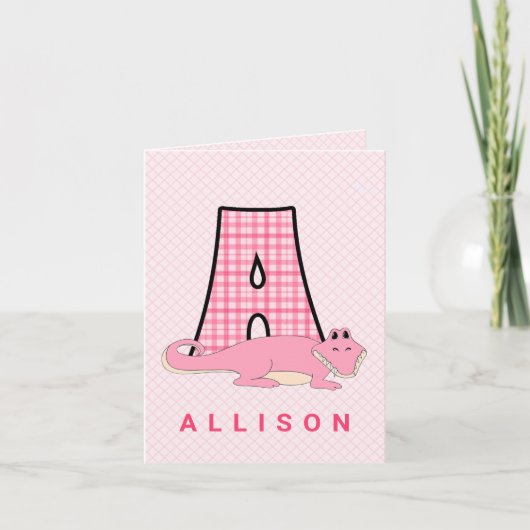 ありがとうピンクモノグラムA 子供用 サンキューカード (正面)