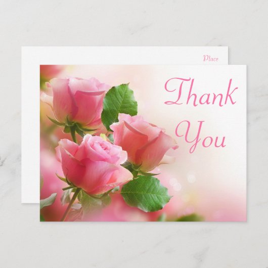 ありがとうピンクローズフラワー空白のフローラポストカード ポストカード (正面/裏面)