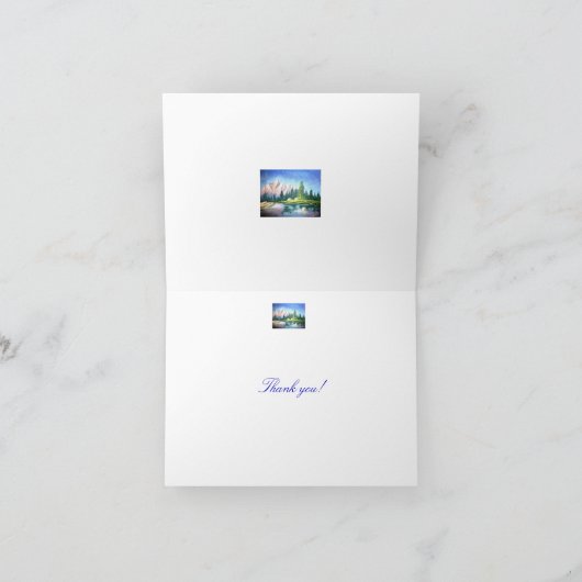 ありがとうピンク・マウンテン絵画のノートカード サンキューカード (内部)