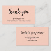 ありがとうピンク |ミニマルモダンリスト手書き 割引カード (正面/裏面)
