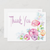 ありがとうピンク&紫の水彩花はがき ポストカード (正面/裏面)