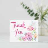 ありがとうピンク&紫の水色の花 ポストカード (スタンド正面)