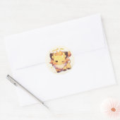 ありがとうファンタジーかわいい動物 ラウンドシール (封筒)