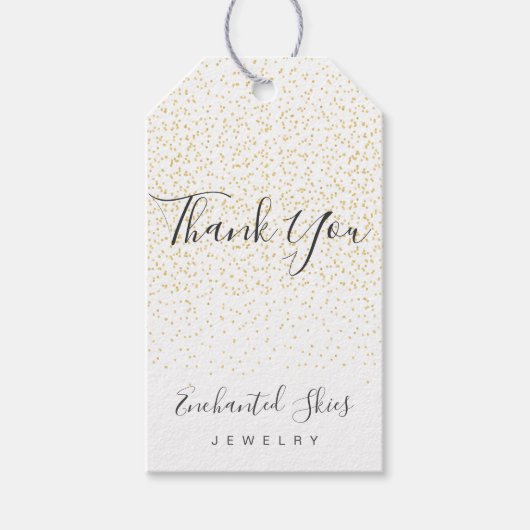 ありがとうフェイク金ゴールド紙吹雪手作りつるラベル ギフトタグ (正面)
